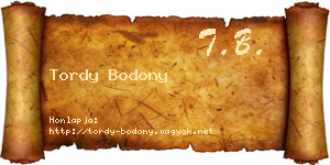 Tordy Bodony névjegykártya